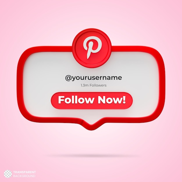 Follow us on Pinterest Social Media 3D Render Banner