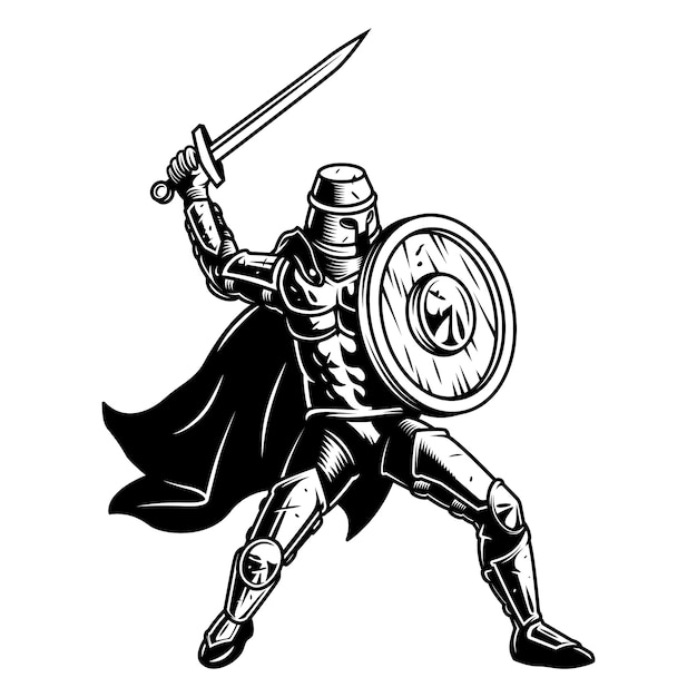 Medival soldier with shield – Free Download Vector Templates