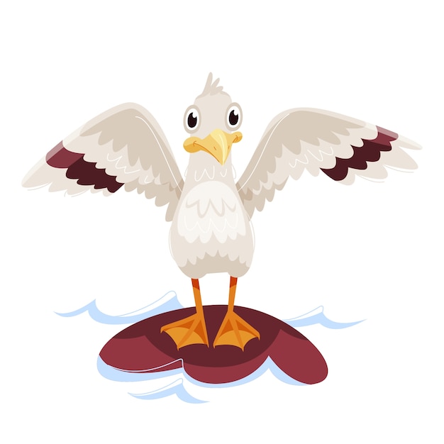 Hand drawn cartoon seagull illustration – Free Download