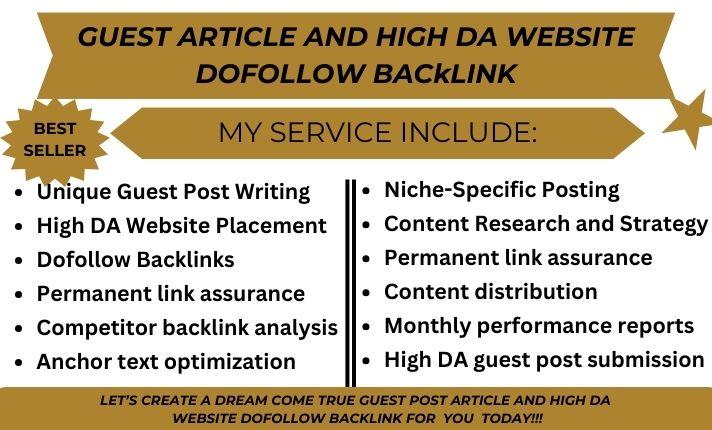 I will write, publish unique guest post article on high da website dofollow backlink