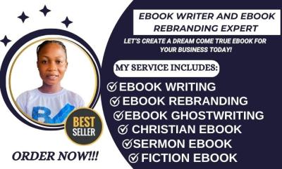 I will rebrand or create christian ebook, sermon writing, fiction ebook, ebook rebrand