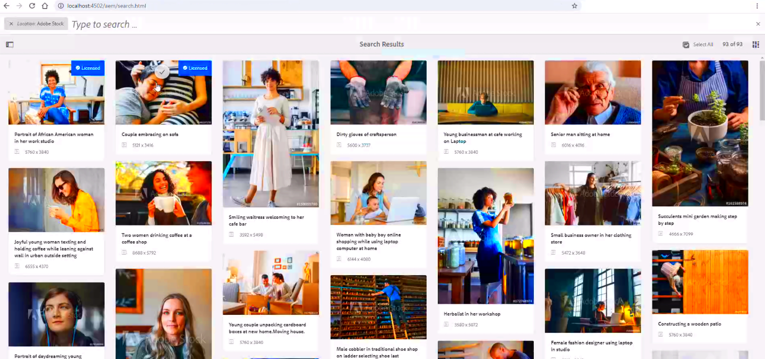Manage Adobe Stock assets in Assets Adobe Experience Manager