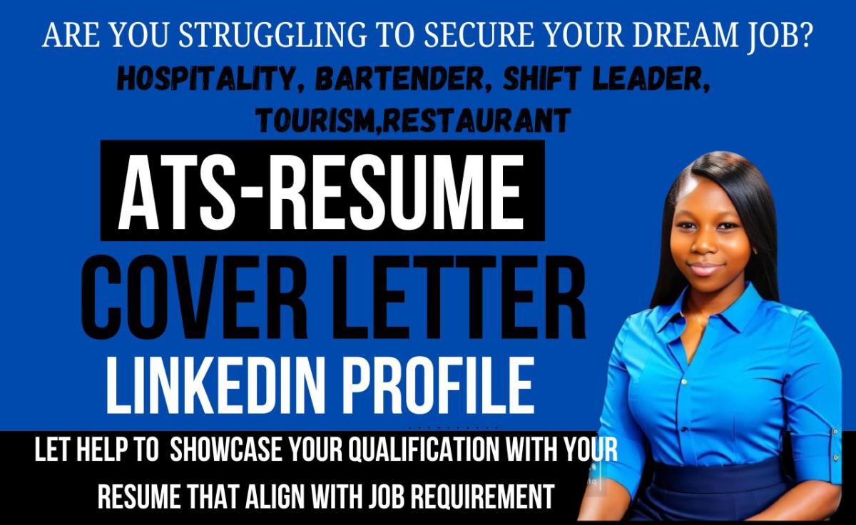 I Will Craft Resumes for Hospitality, Tourism, Restaurant, Bartender, and Shift Leader Positions