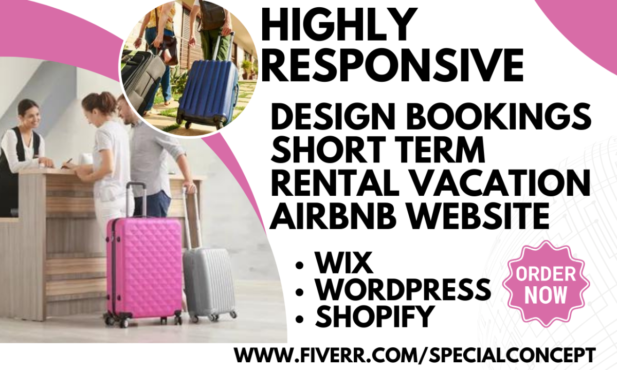 Design Short Term Rental Vacation Airbnb Hotel Booking Direct Booking Website