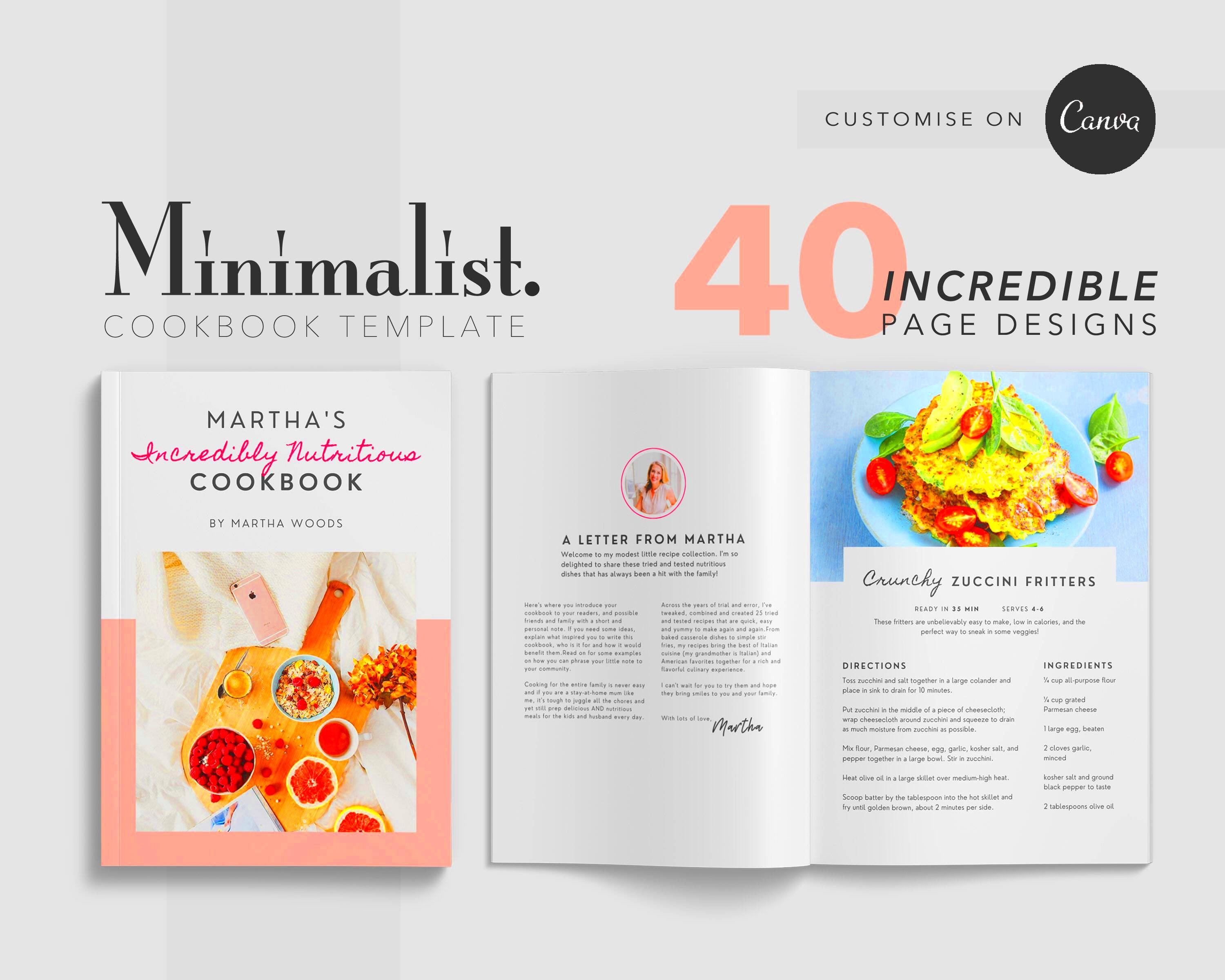 Minimalist Cookbook Template Editable in Canva Recipe Ebook Etsy UK