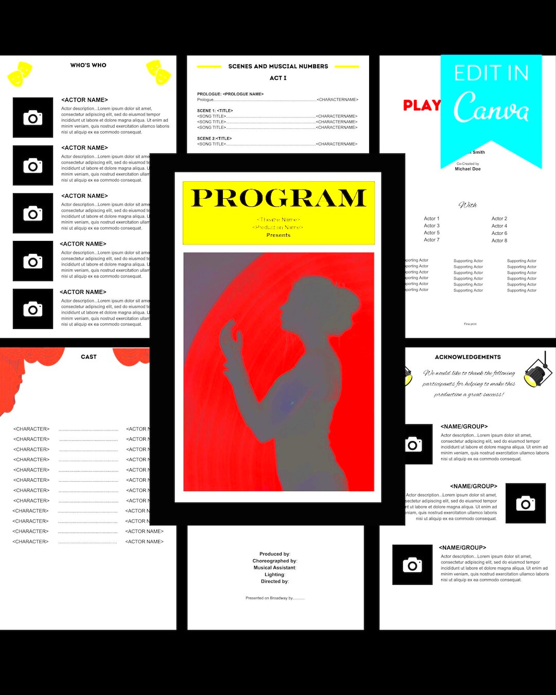 Editable Canva Programplaybill Booklet Template Etsy