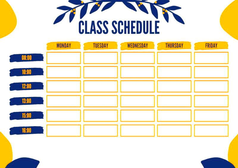 Free printable class schedule templates to customize Canva