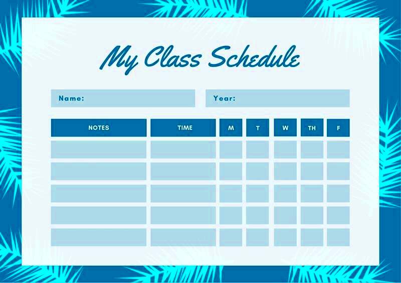 Printable and Customizable Class Schedule Templates Canva