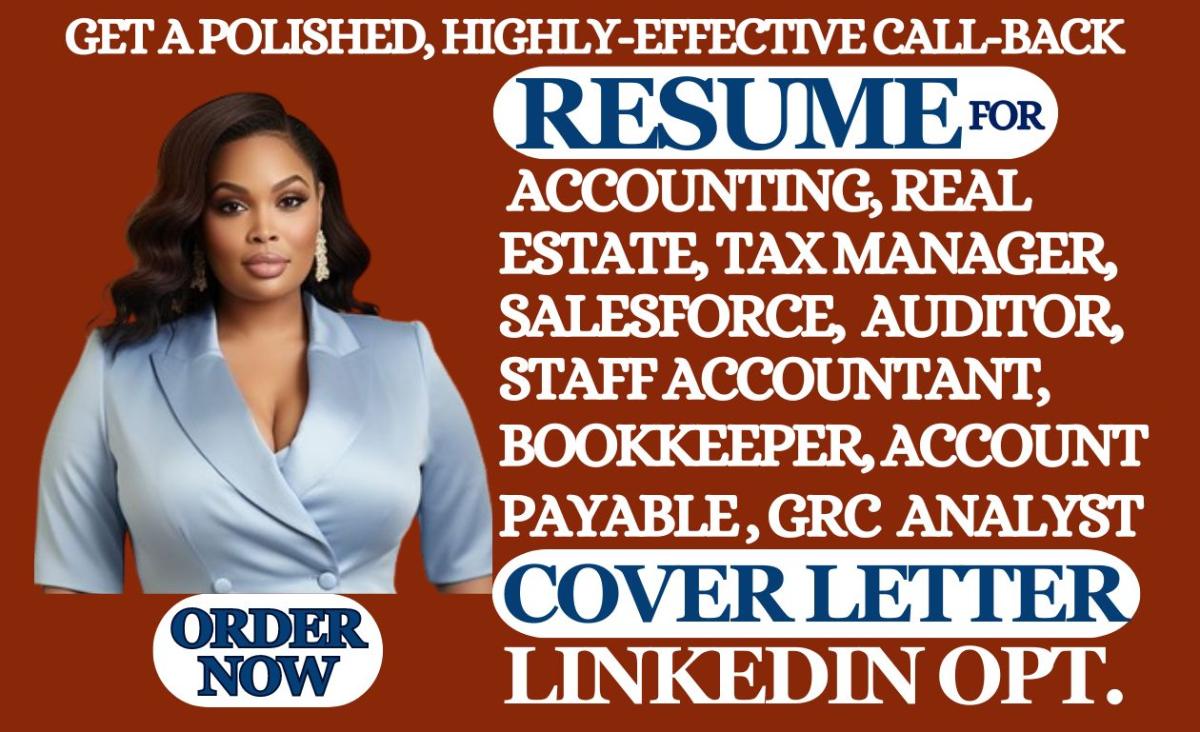 I Will Create Professional Resumes for Sales, Accounting, Real Estate, Bookkeeping, Tax Management, and Auditing Roles