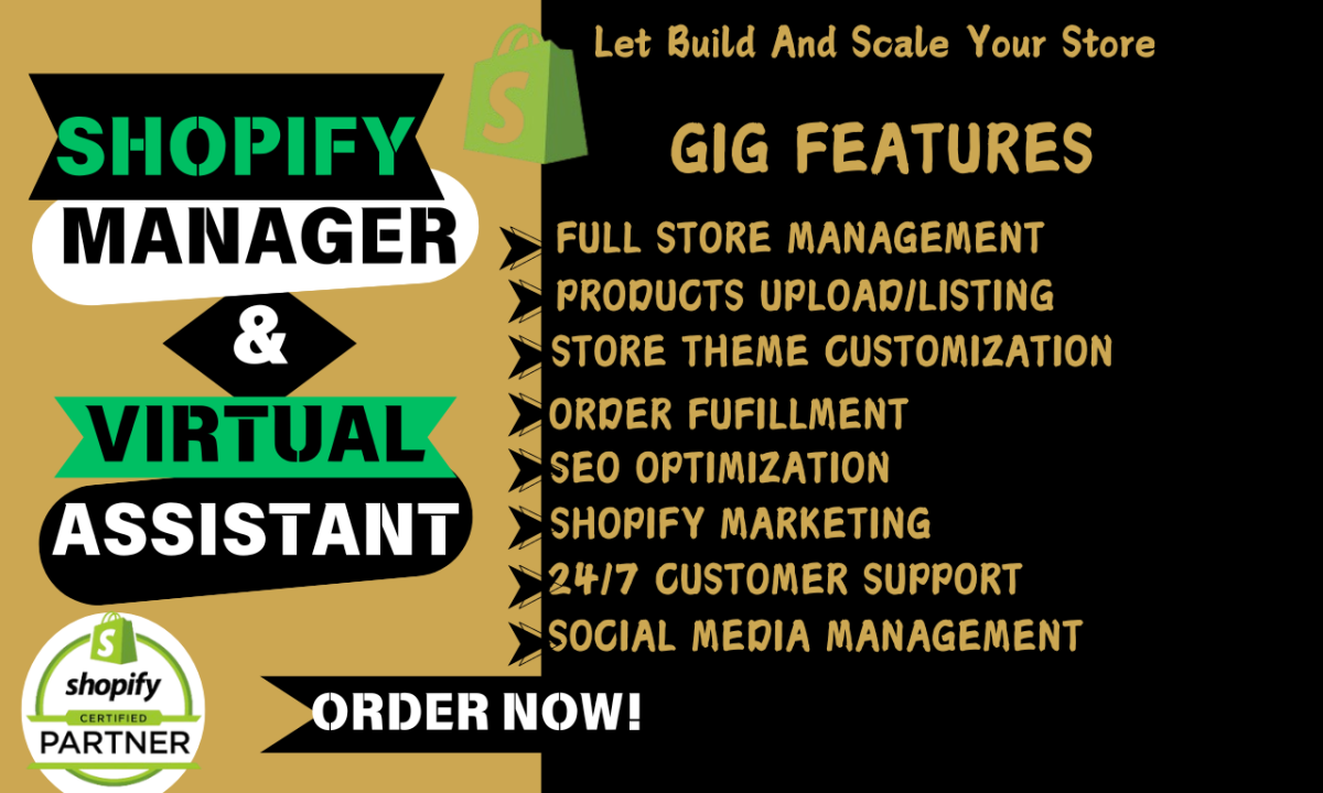 I Will Be Your Shopify Virtual Assistant & Store Manager to Boost Your Shopify Sales