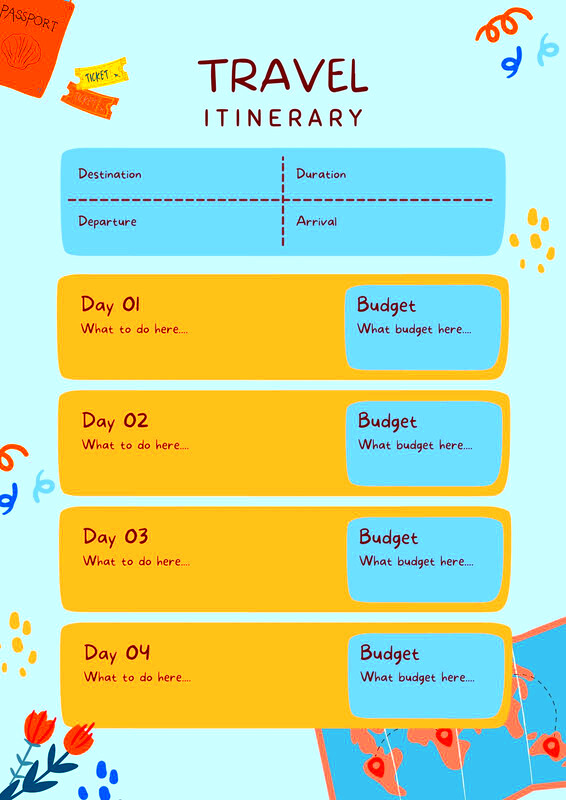 Free and customizable itinerary planner templates Canva