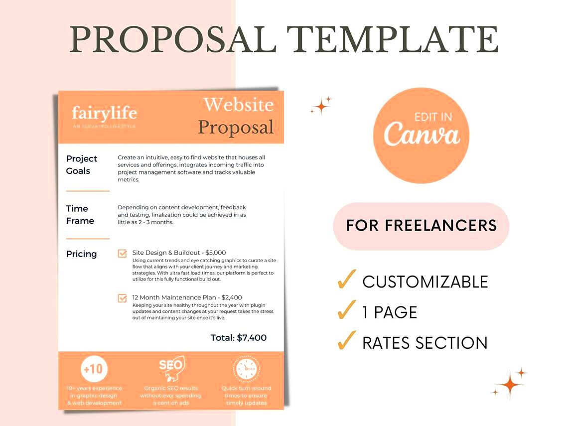 Project Proposal Template Canva Business Proposal Editable Etsy