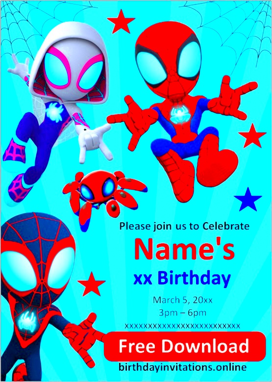 Spidey and his amazing friends Birthday Invitations Birthday Invitations