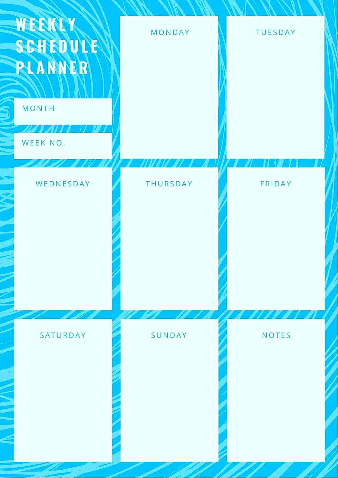 Blue Wave Pattern Weekly Schedule Planner Templates by Canva