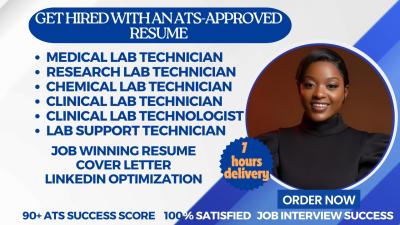 I will write medical, research and chemical laboratory technician resume