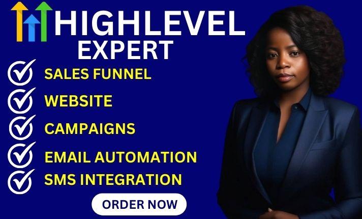 I will setup gohighlevel sales funnel website, email automation, sms