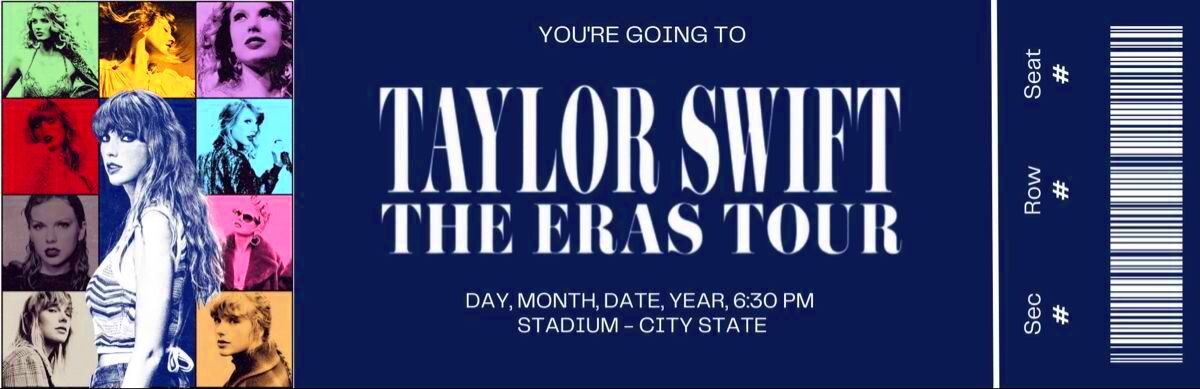 Taylor Swift Eras Tour Free Ticket Template in 2023 Taylor swift 