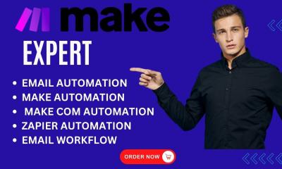 I will setup make com automation make com integromat zapier automation make com expert