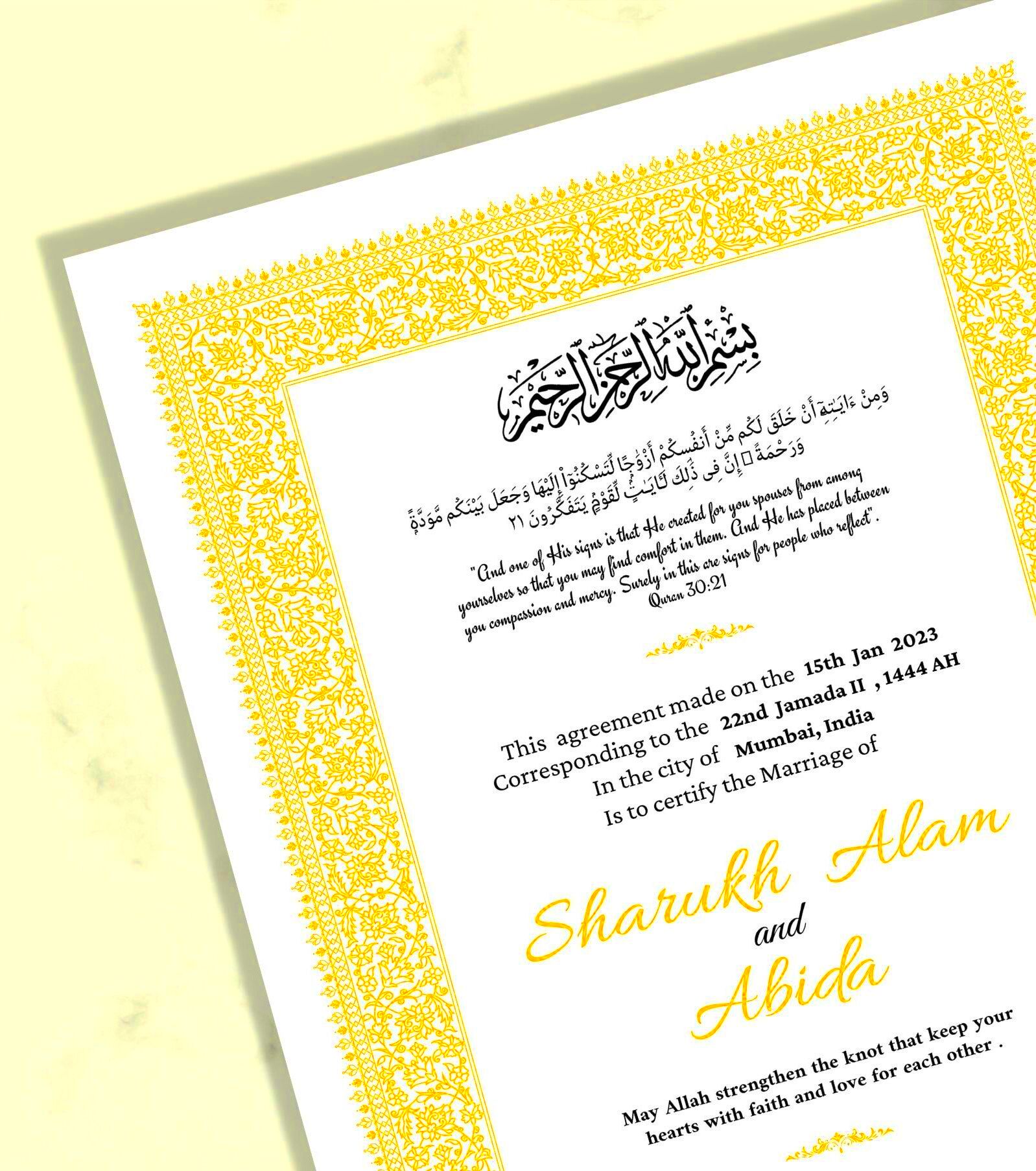 Nikah Nama Template Canva Printable And Enjoyable Learning