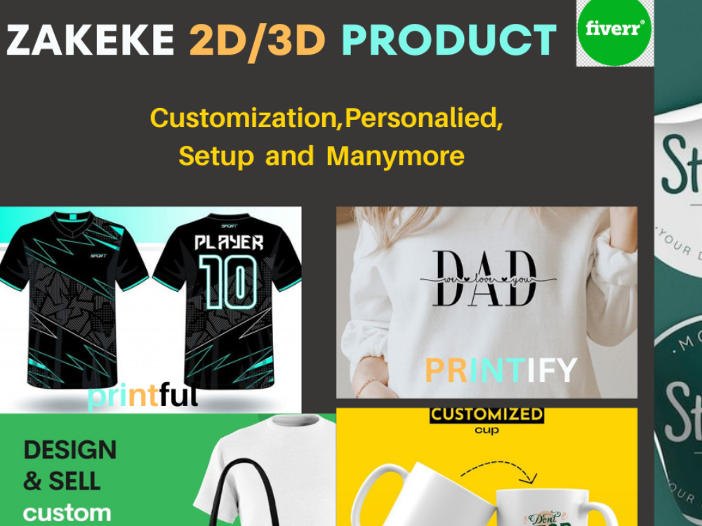 I will setup Zakeke, Teeinblue, 3D, Zepto, Shopify print on demand customization, kickflip