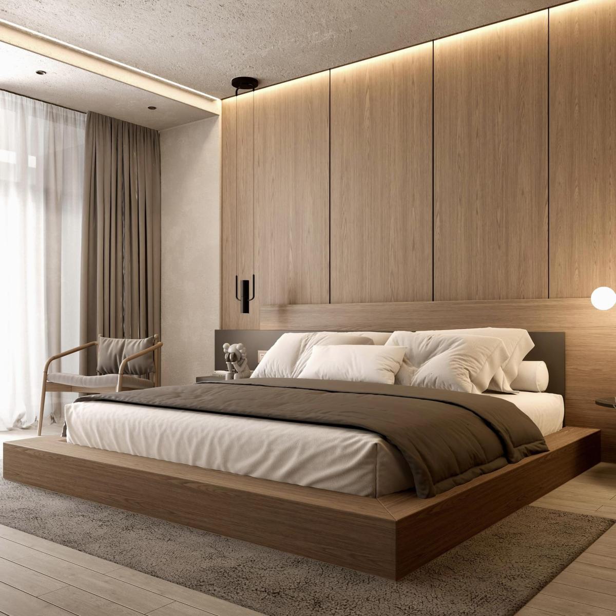 I will draw 3d architecture design from 2d plan and render realistic, master bedroom