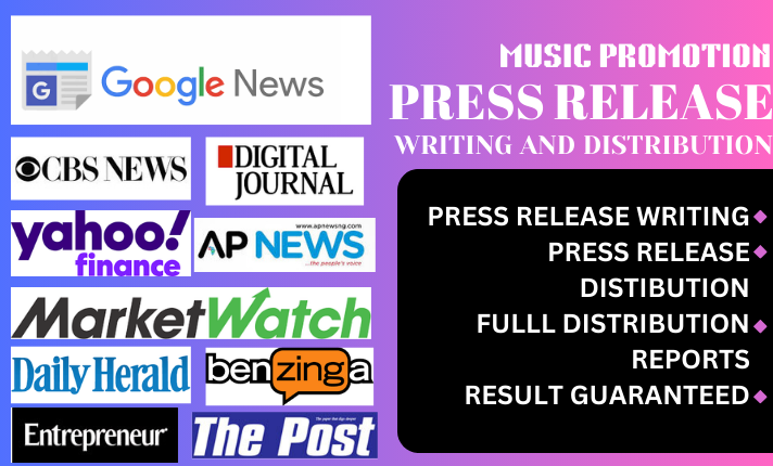 I will do professional music press release and submit press release