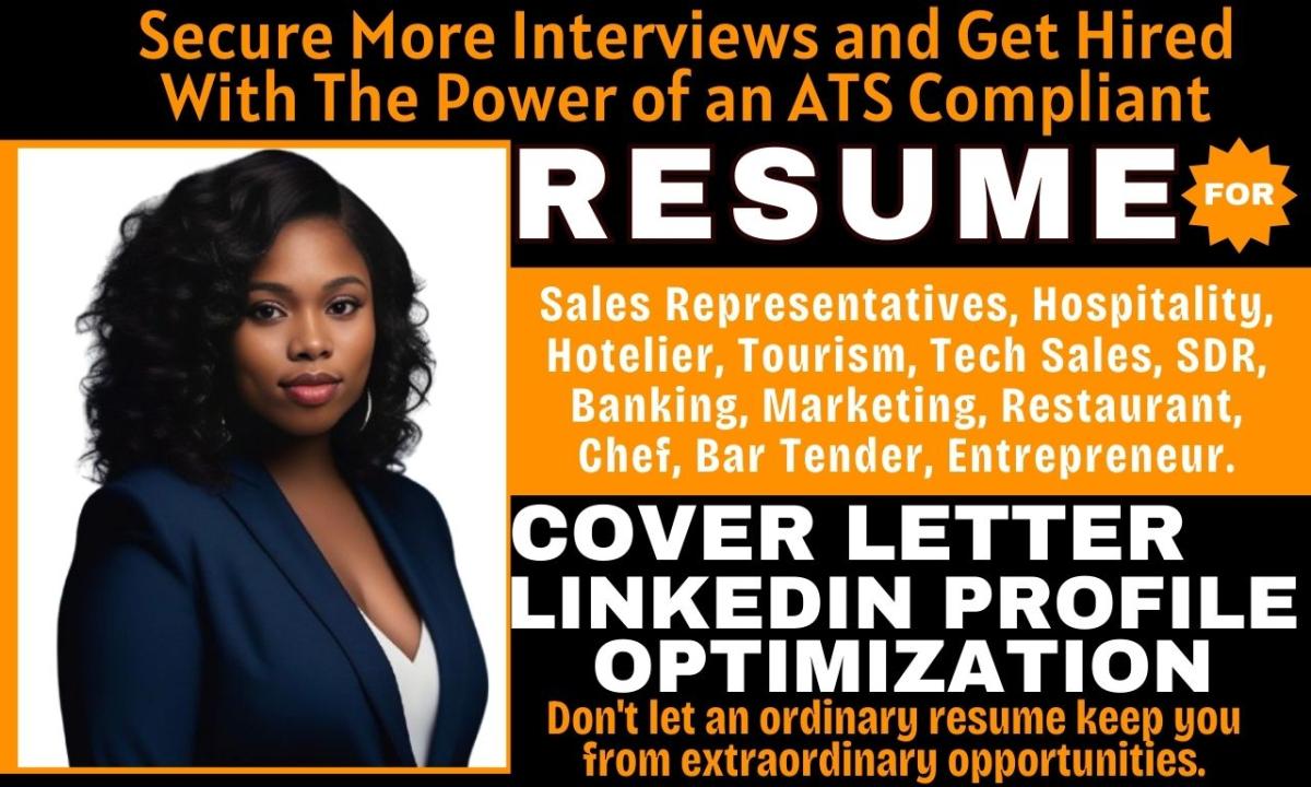 I will write hospitality, tourism, marketing, banking, SDR, resume and cover letter