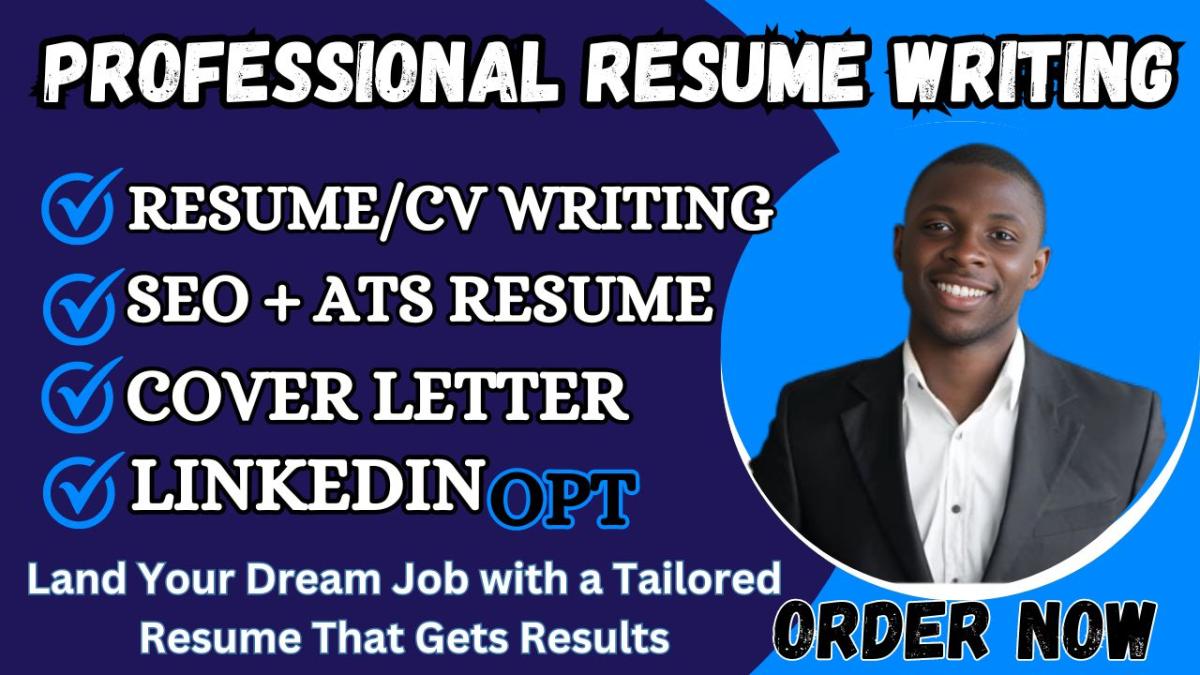 I will provide professional ats resume writing cv cover letter linkedin optimization