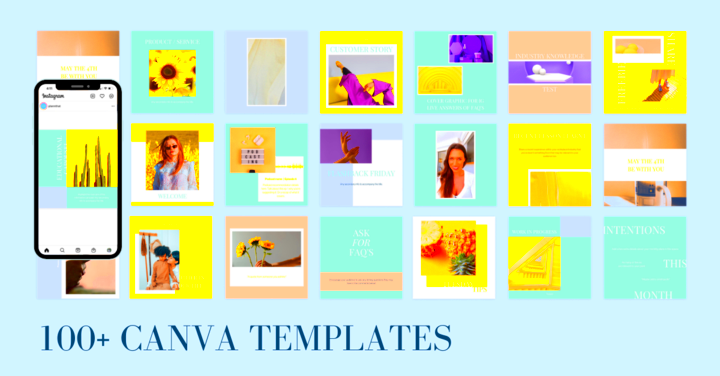 Mega Template Pack 100 FREE Canva Graphics For Your Socials Plann