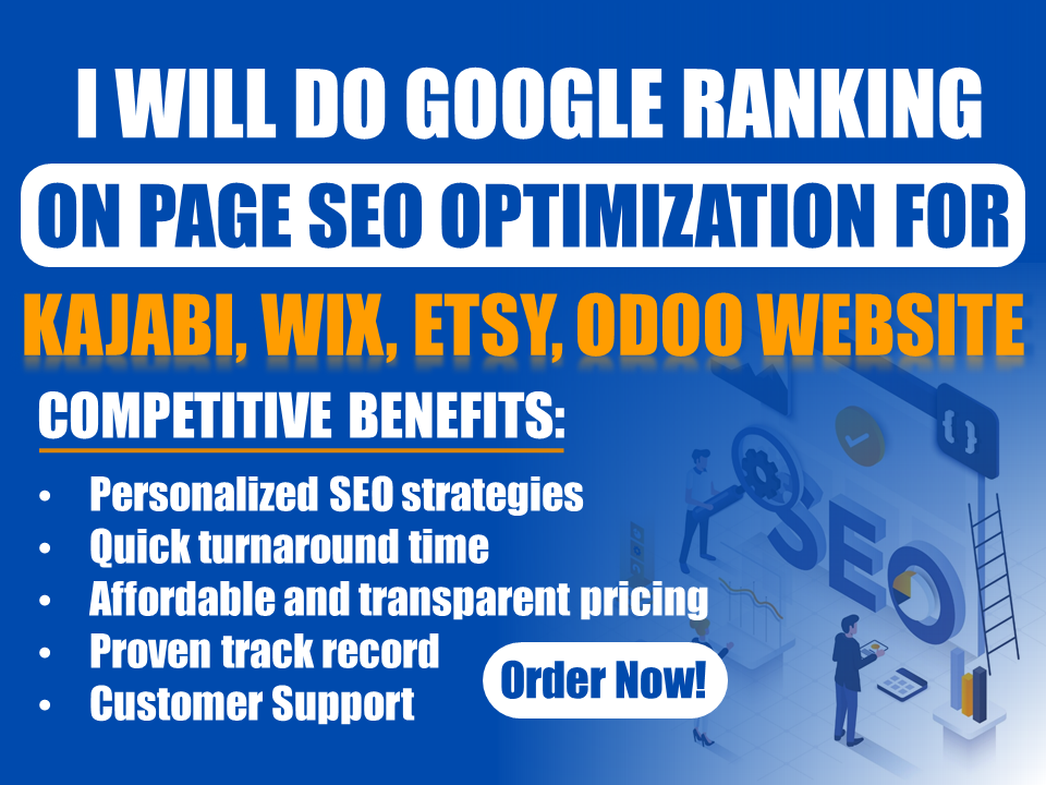 I Will Perform Google Ranking On-Page SEO Optimization for Kajabi, Wix, Etsy, and Odoo Websites