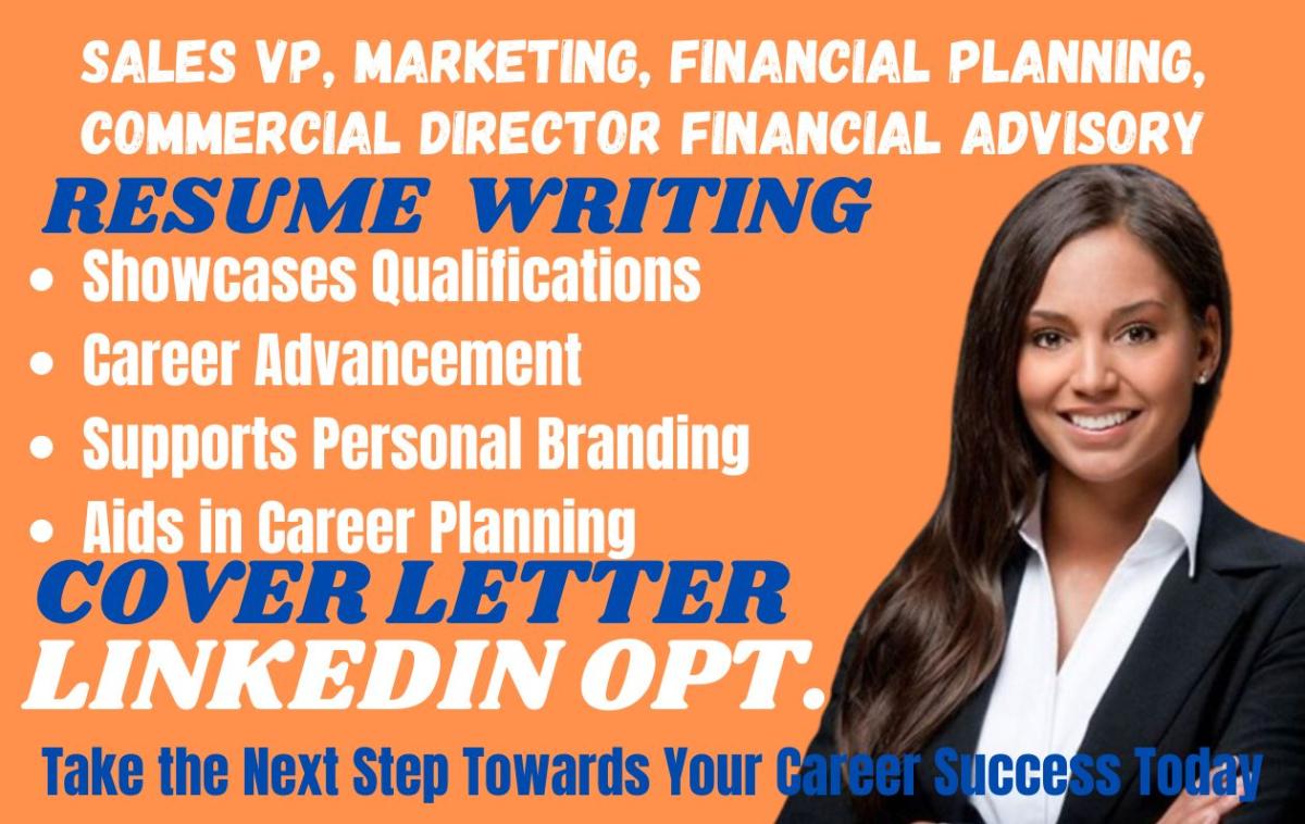 I Will Craft a Professional Resume for Sales VP, Marketing, Commercial Director, and Financial Planner