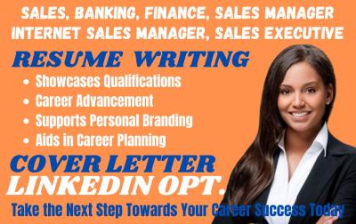 I Will Write Resumes for Sales, Finance, Banking, Sales Executive, and District Sales Manager Roles