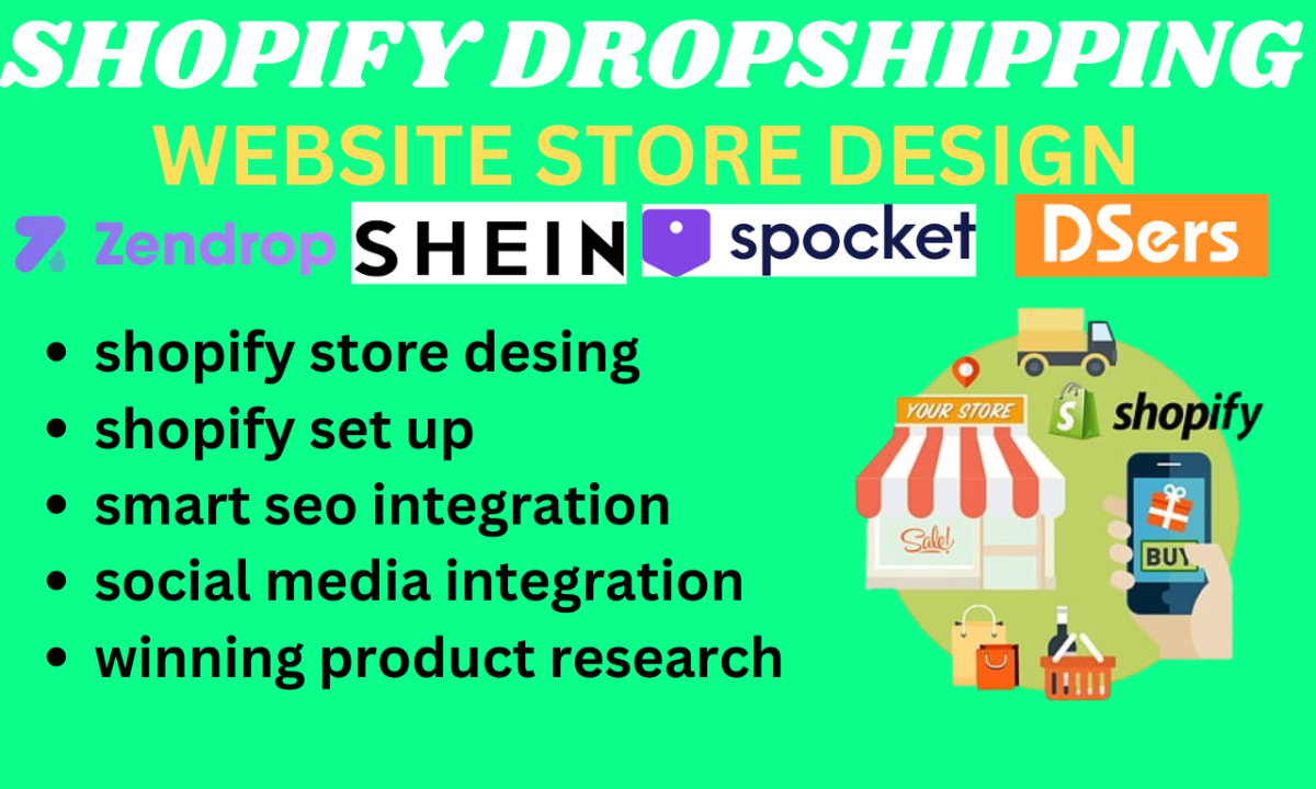 I Will Create a Shopify Website Design & Shopify Dropshipping Store via Spocket, Shein, and Temu