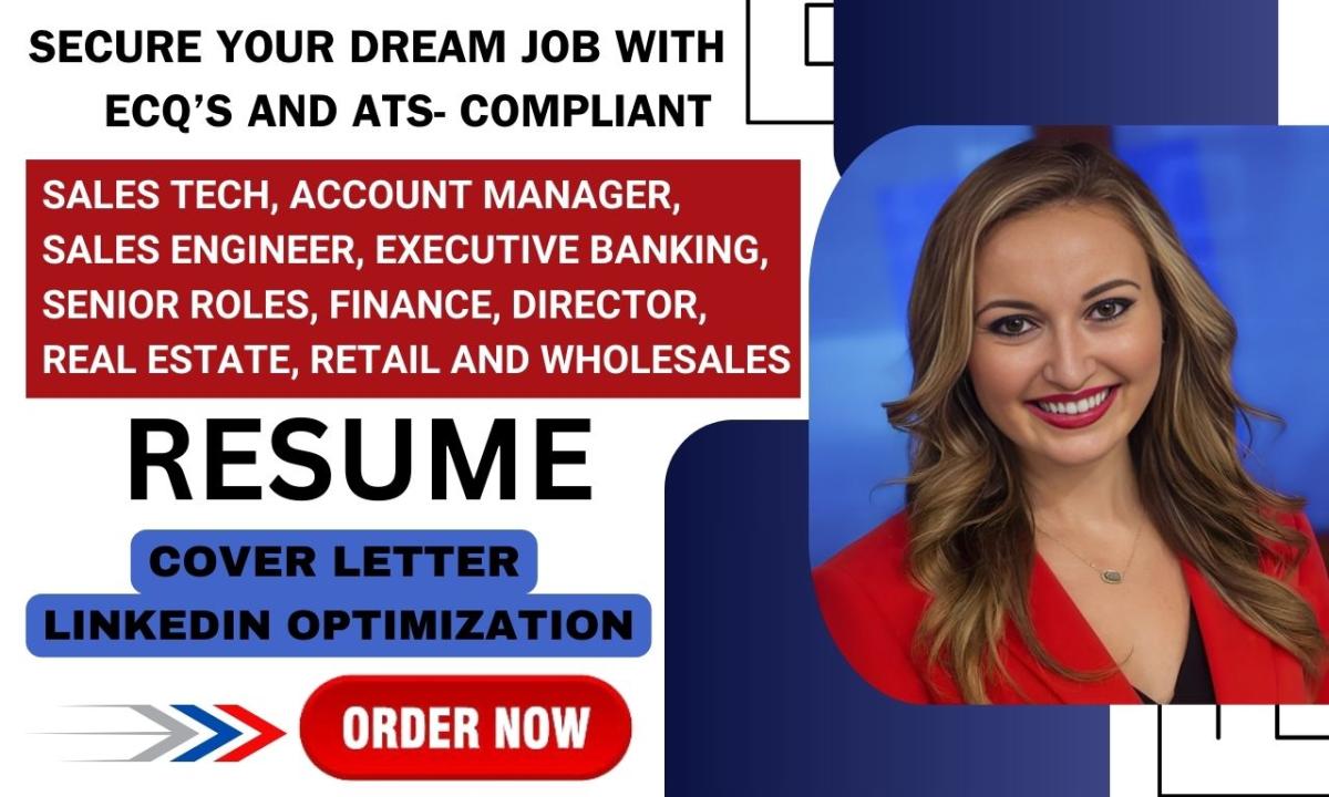 I Will Write Sales Tech Resume, Banking Accounting Marketing Finance Real Estate