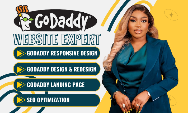 I will godaddy website design, godaddy website redesign, godaddy website design godaddy