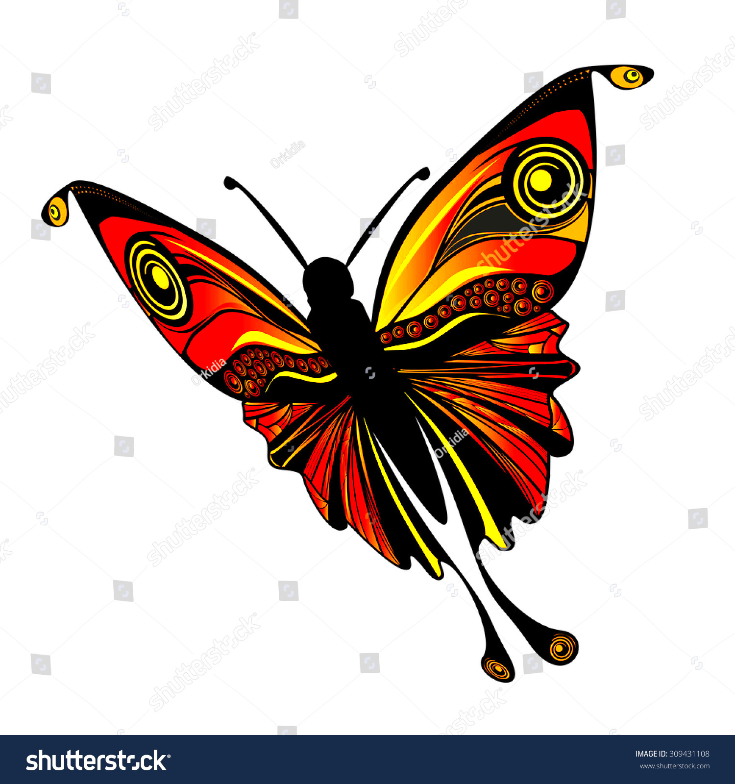 Red Butterfly Stock Vector Illustration 309431108 Shutterstock