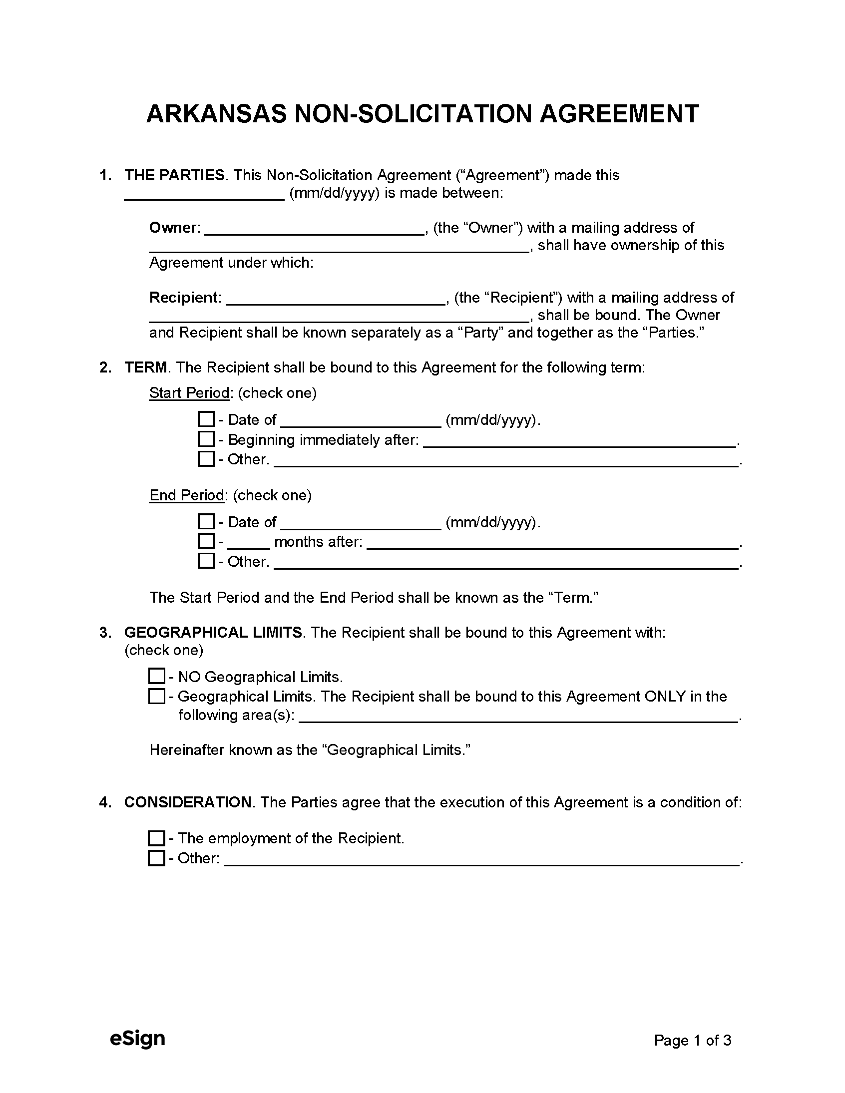 Free Arkansas NonCompete Agreement Template PDF Word