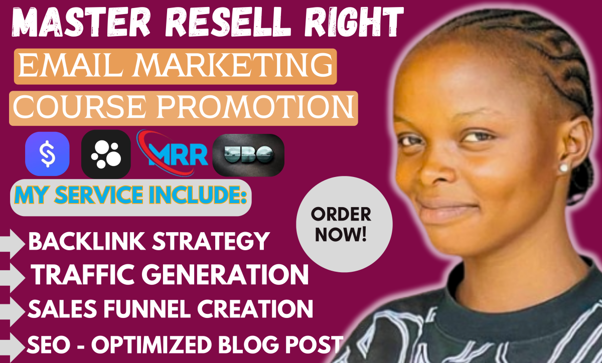 I will do promotion for master resell rights via backlink seo sales funnel blog website