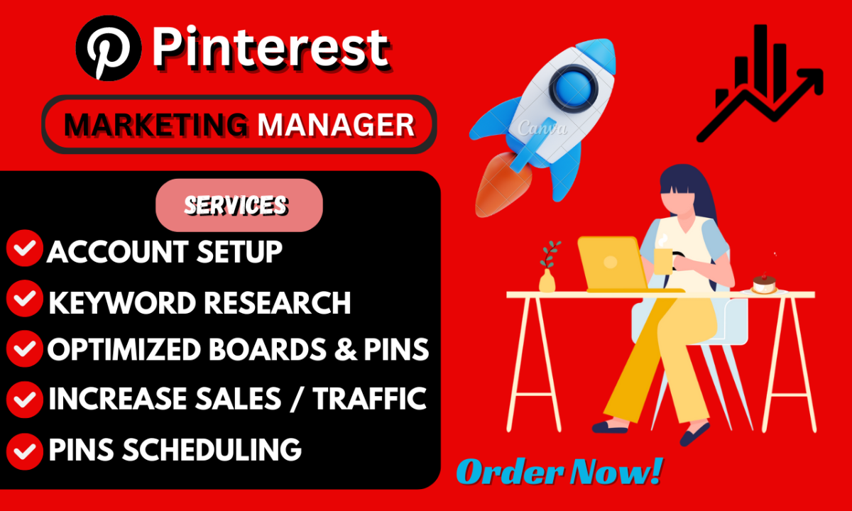 I will be your professional Pinterest marketing manager and SEO expert