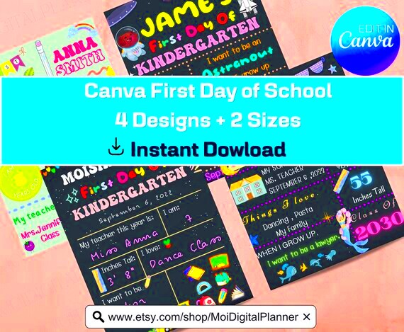 Editable First Day of School Canva Template First Day of Etsy