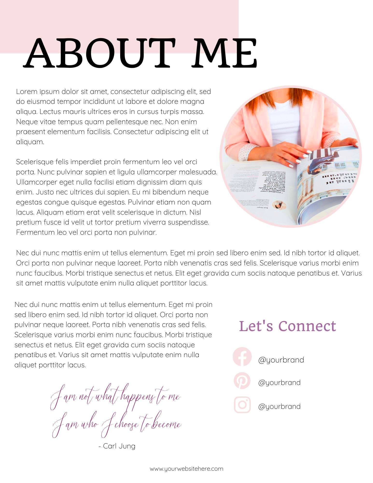 About Me Canva Template Etsy