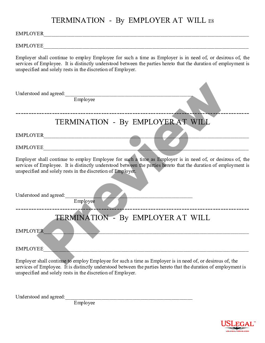 Arizona Termination by Employer at Will Az Employer US Legal Forms