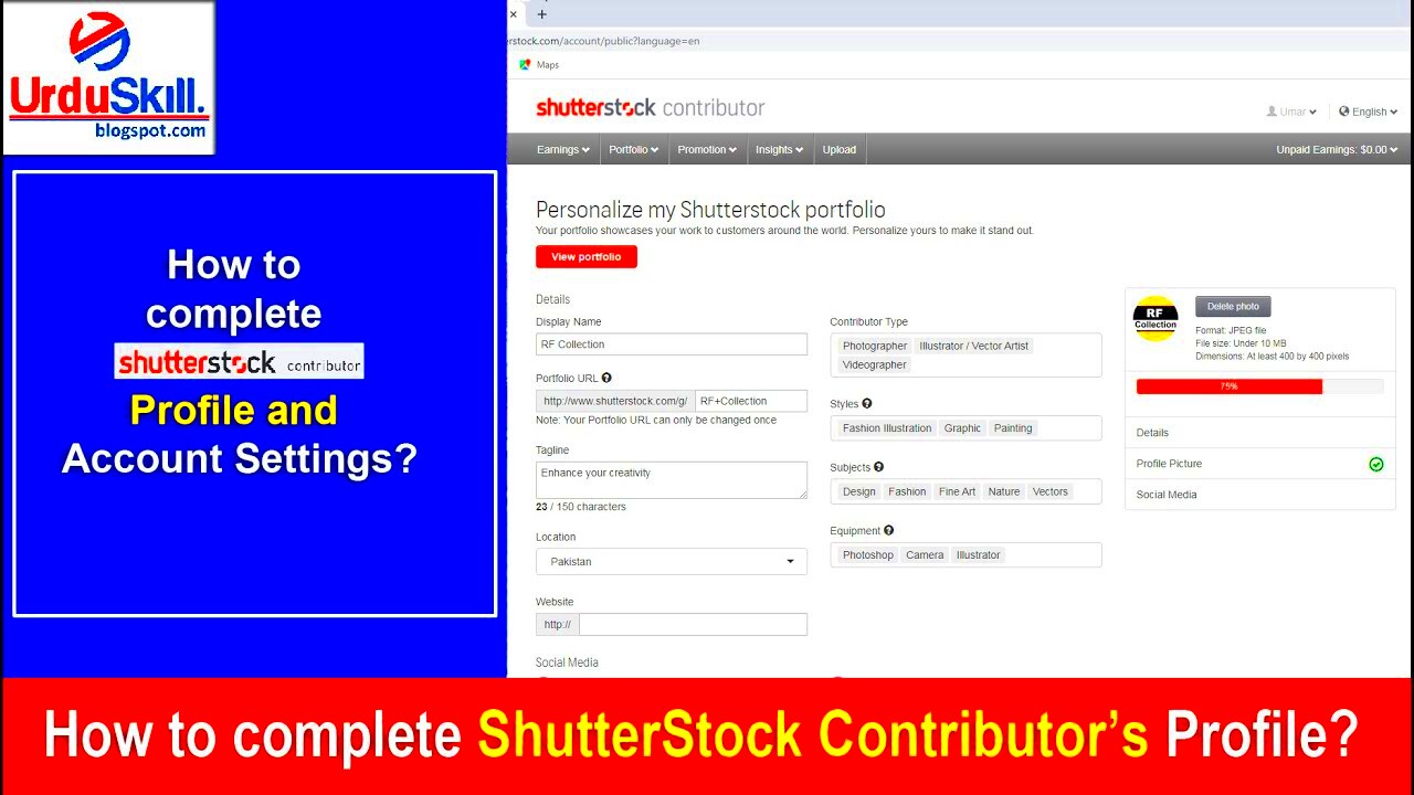 How to complete Shutterstock Contributor Profile and Account Setting 