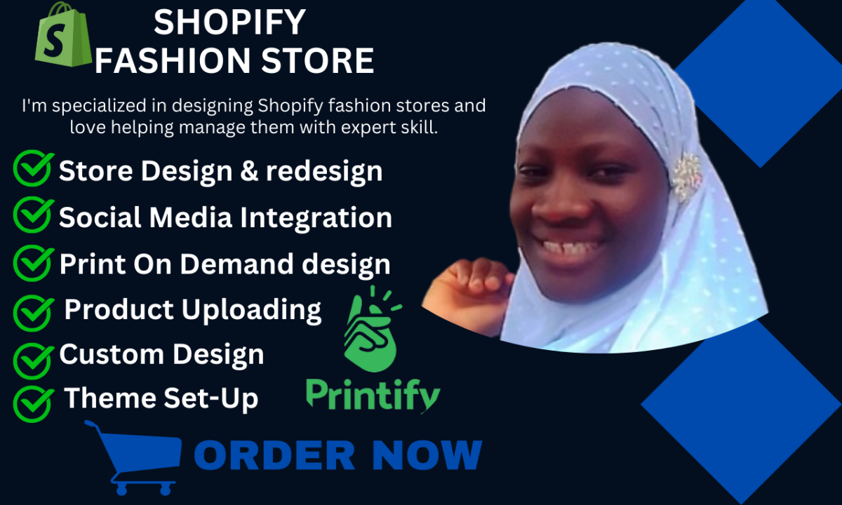 I Will Create a Custom Shopify Fashion Clothing Store and Print-On-Demand (POD) Website