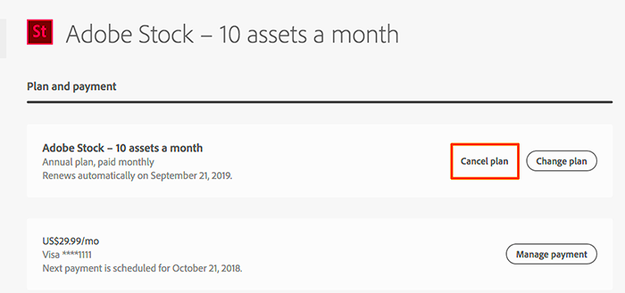 Cancel your Adobe Stock membership