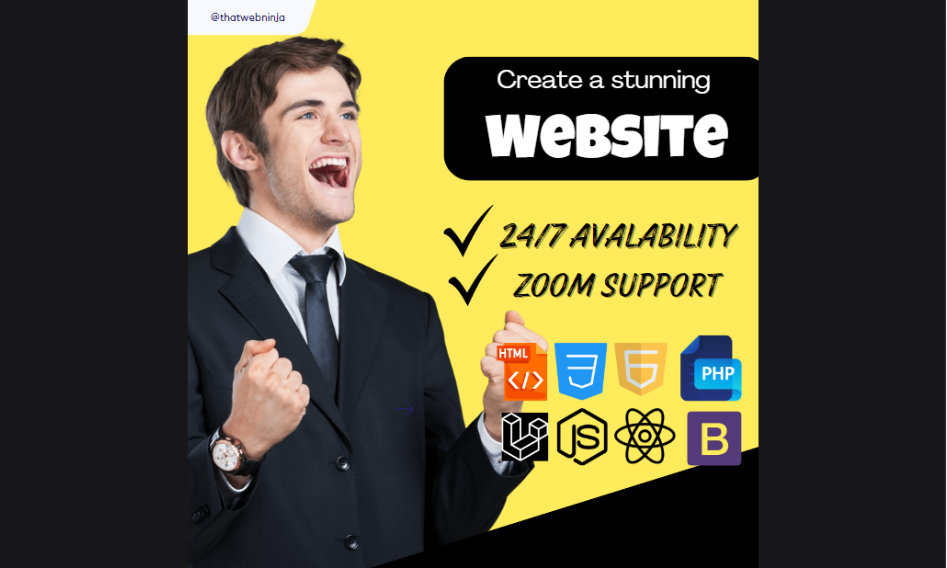 Build a Full Stack Web Developed Website with HTML, CSS, JS, React, PHP, and Node.js