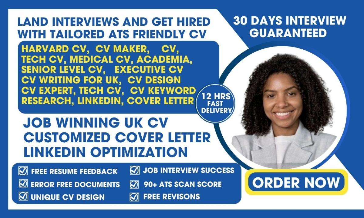 I Will Provide Professional CV and Resume Writing Services Tailored for the UK Market