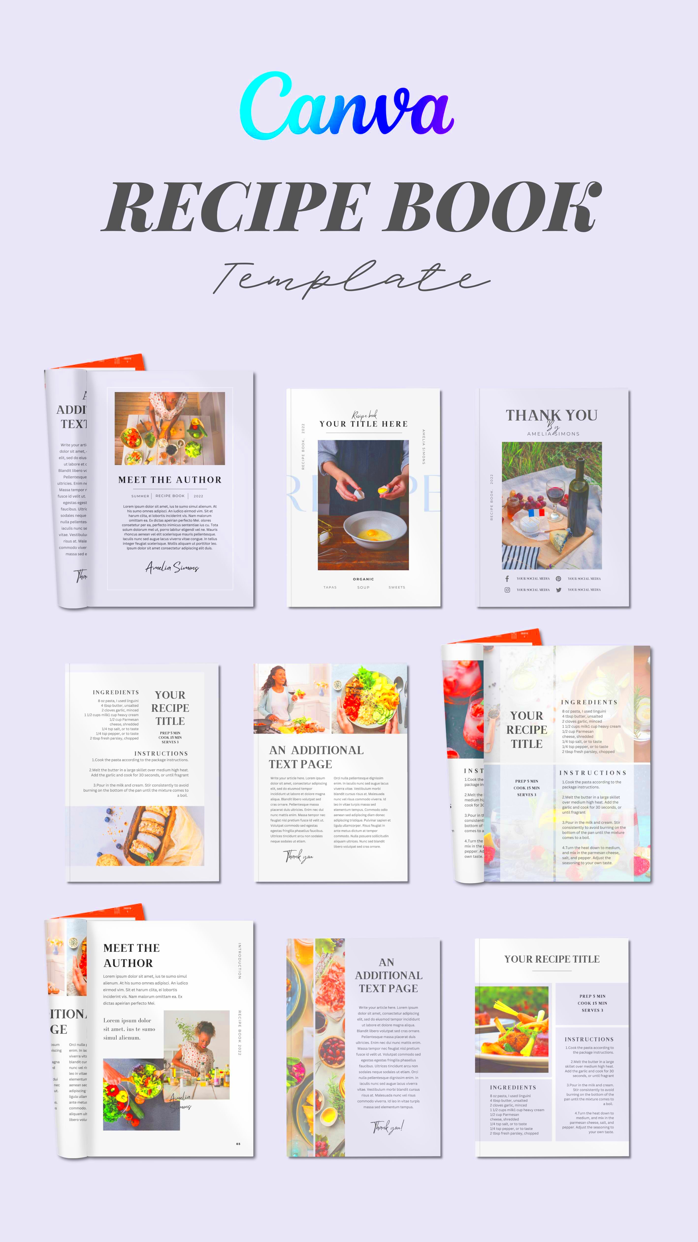 Canva recipe book template canva cookbook template canva ebook template 