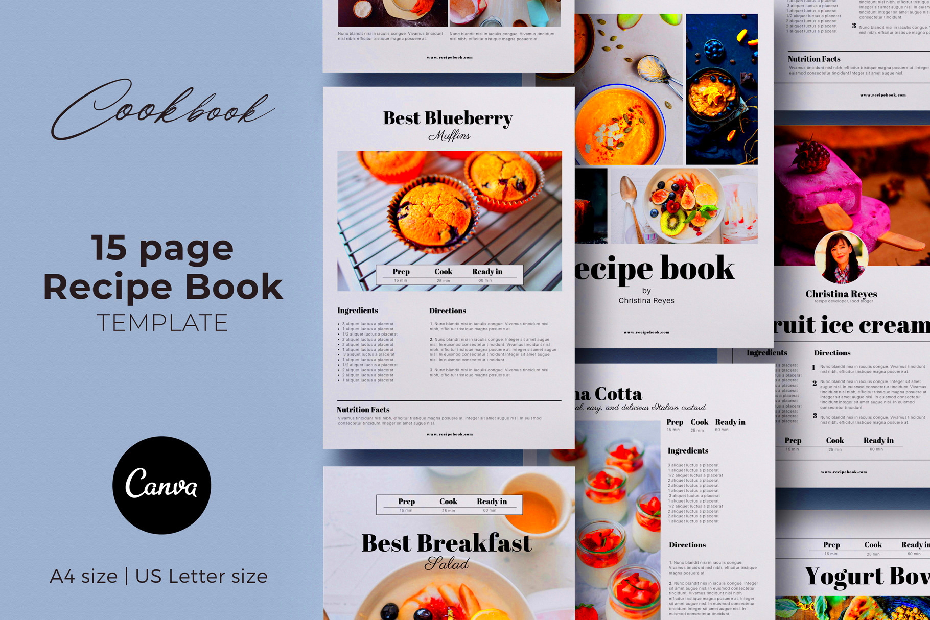 Canva Recipe book Cookbook Cards Magazine Templates Creative Market