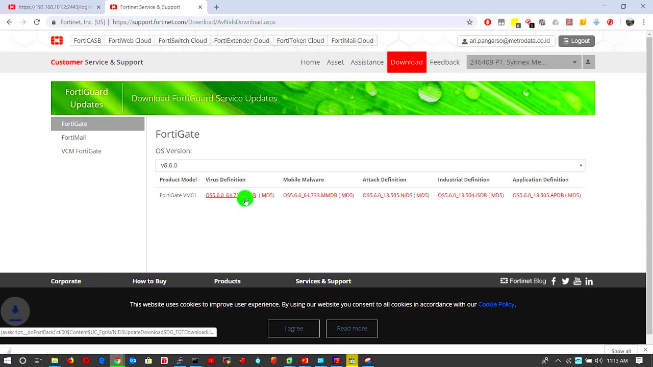 FortiGate Download Manual FortiGuard Service Update di supportfortinet 